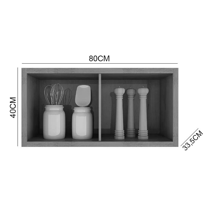 Armário de Cozinha de Parede 1 Porta Basculante 80cm Ronipa Syrah Castanho / Chumbo