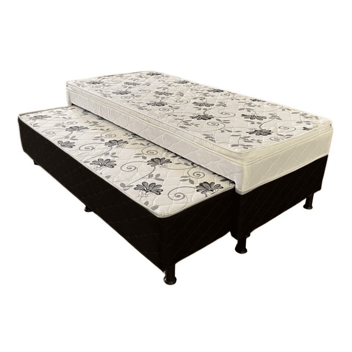Cama Bibox Solteiro Conjugada com Auxiliar 88x188x50 Malu Charm-Preto