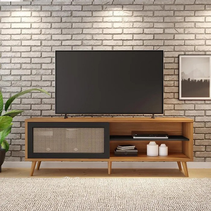 Rack Para Sala Retrô TV até 60 Polegadas Notável NT1175 Freijó/Preto