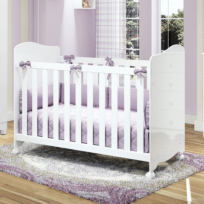 Berço Infantil Americano 100% MDF Uli Móveis Peroba Branco