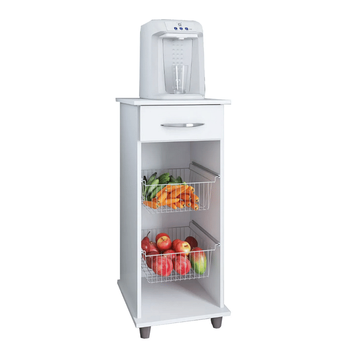 Balcão de Cozinha Multiuso 1 Gaveta 2 Cestos Régia Branco Fiorello