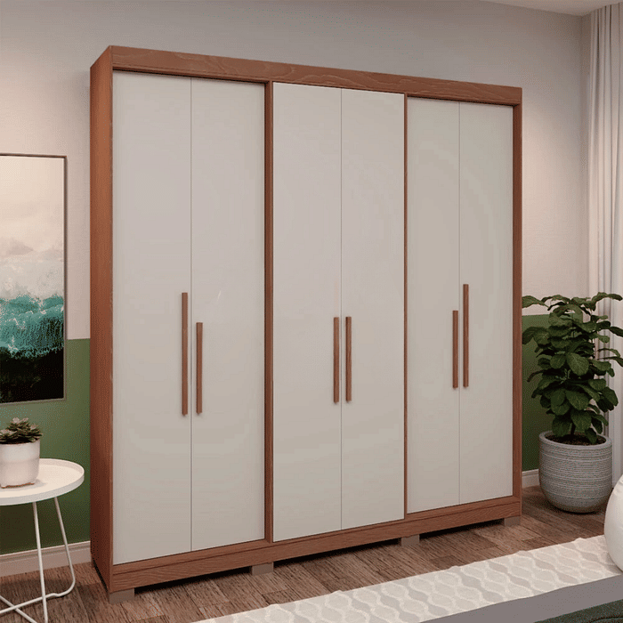 Guarda-Roupa 6 Portas PH1804 Herval com Pés – Carvalho Vermontt / Off White