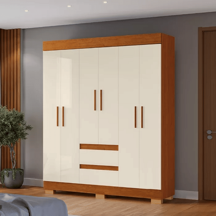 Guarda-Roupa Maya 6 Portas Cinamomo/Off White - Acp Móveis
