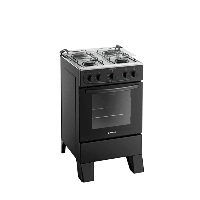 Fogão 4 Bocas Atlas Milão Plus Acendimento Automático  - Preto