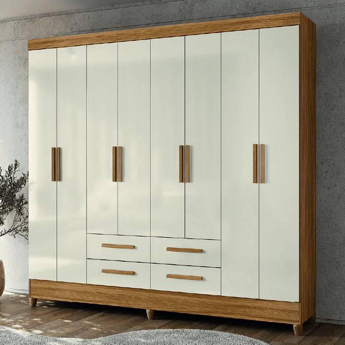 Guarda-Roupa Casal Moval Flórida 8 Portas Freijó/Off White