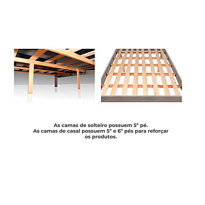 Cama Casal em MDF Paris Branco - Gabrielli Móveis