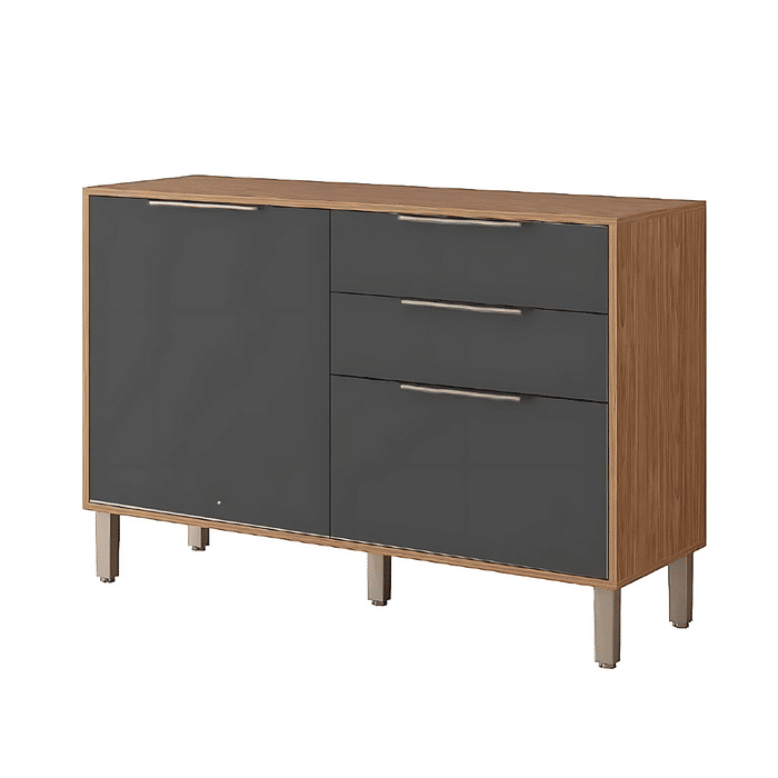 Balcão de Cozinha em MDF com Tampo 2 Gav e 2 Portas 120 cm MGM Divina Freijó/Titanium