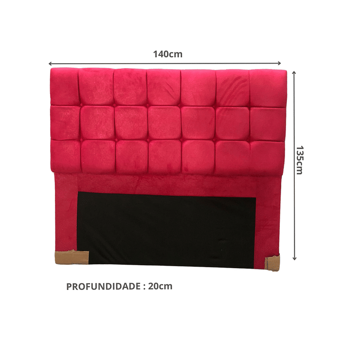 Cabeceira de Cama Box Casal 140cm Estofada Malu Prestissimo Vermelho