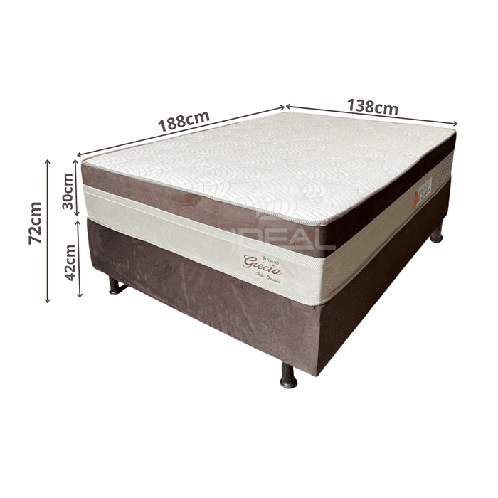 Cama Box Casal (Colchão + Base) Grécia 138x188 Molas Ensacadas Topázio