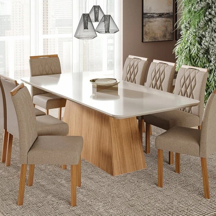 Sala de Jantar Mesa Helena com 8 Cadeiras Juliana  100% MDF 210X100 Retangular - Cimol