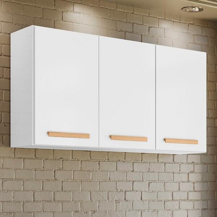 Armário Aéreo de Cozinha 3 Portas Nicioli Intenza 120 cm - Branco