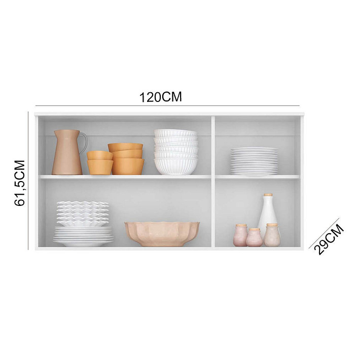 Armario 3p. Abrir Aereo Nicioli 120cm Fit Branco / Branco