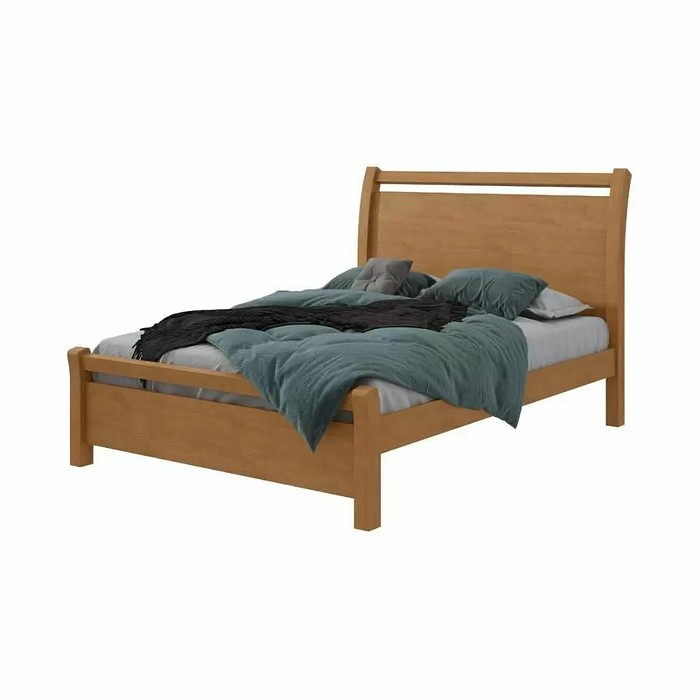 Cama Casal em MDF/MDP Lopas Reali Amendoa Clean