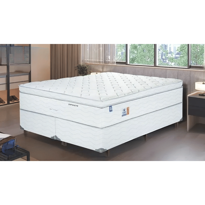 Conjunto Base Box com Colchão King Casal Molas Ensacadas Sonos Infinite 193X203X60
