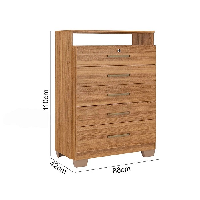 Cômoda Triunfo com Chave Demóbile 5 Gavetas  – Amendola Touch