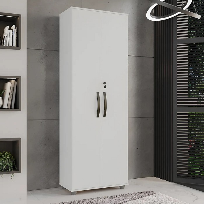 Armário Multiuso Caio 2 Portas 4 Prateleiras Branco CHF Móveis