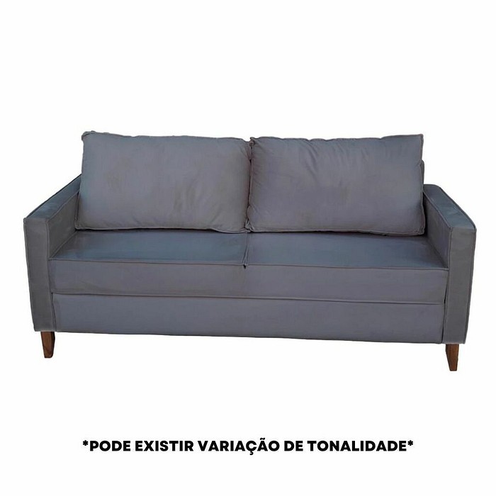 Sofá Chanel 3 Lugares com pés em Madeira de Eucalipto, Grafite - Malu Estofados