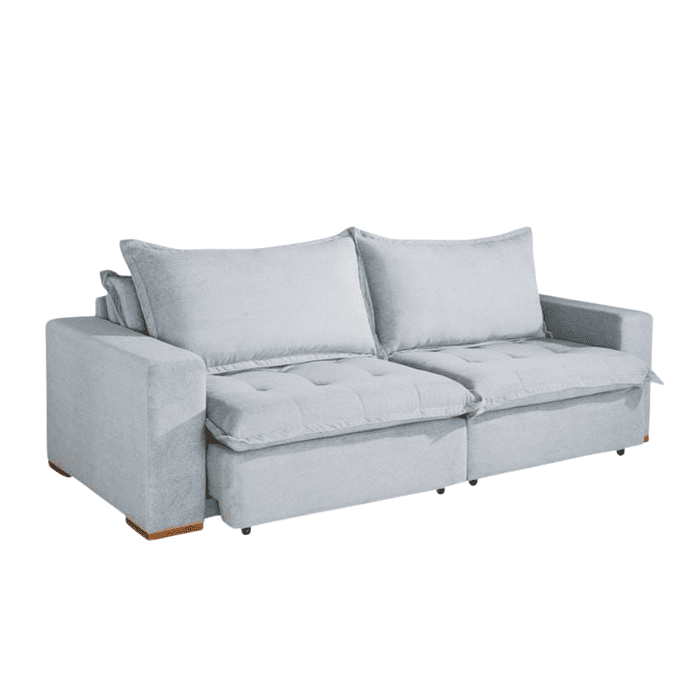 Sofá Cama, Retrátil e Reclinável - 2,40m Milano Design - Espuma D-33 - Molas Ensacadas - Marte Cinza