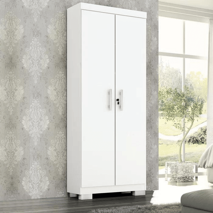 Armário Multiuso 2 Portas 100% MDF com Chave e Pés Branco iris - ACP Móveis