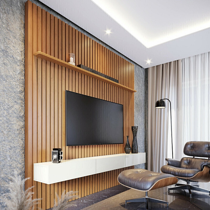 Painel Ripado para TV 65 Polegadas Imcal Prime 1.8 Nature/Off White