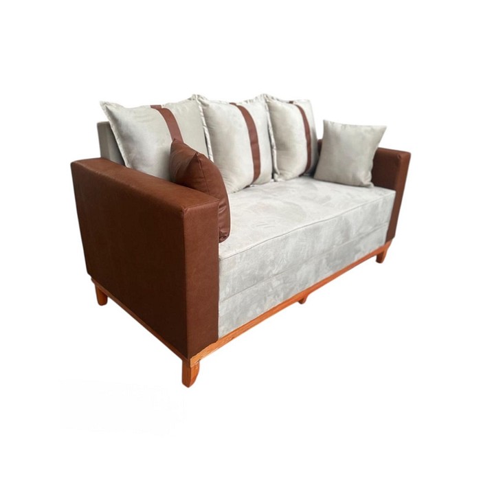 Sofá Montreal 1.60 2 Lugares Braço Couro Sintético - Veludo Bege