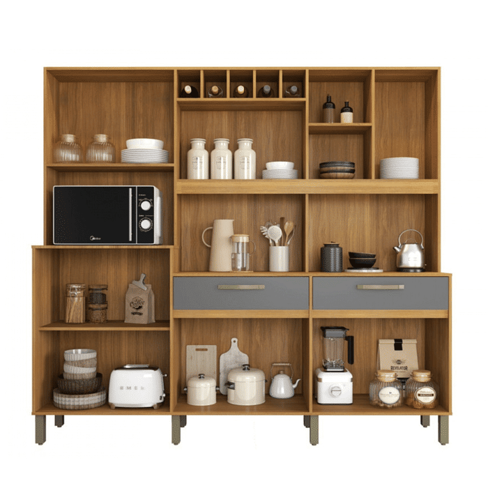 Armário de Cozinha Kit Milano 11 portas Freijó/Off White - Fiorello