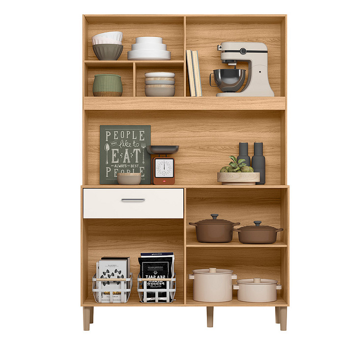 Kit Cozinha Nicioli Erva Doce 120cm 6 Portas 1 Gaveta Ipê Off White Cristal