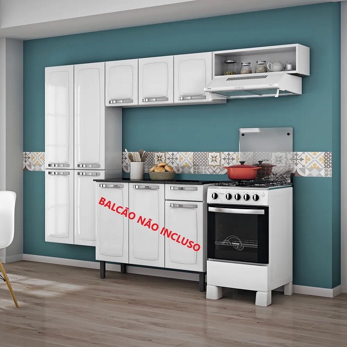 Cozinha compacta em Aço, Rose 7 Portas Branco - Itatiaia