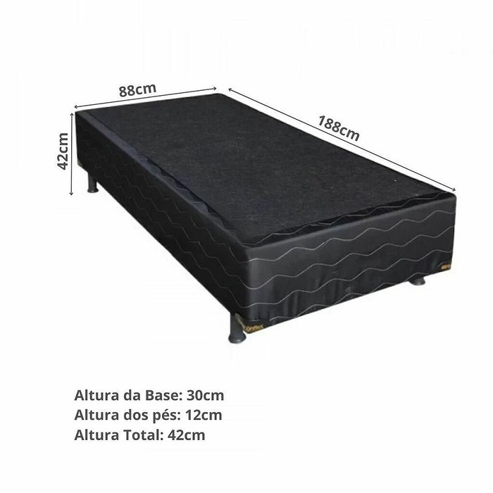 Base Box Solteiro Reconflex Somie Flex 88x188x30 Preta 