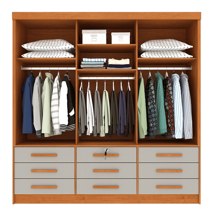 Guarda-Roupa Casal 3 Portas 9 Gavetas Tcil Móveis Chicago Cinamomo/Off White