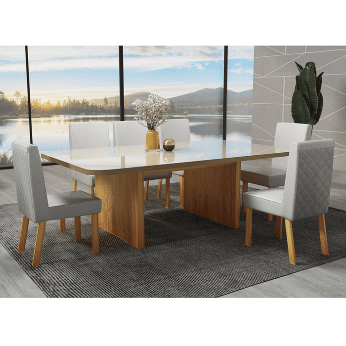 Mesa Rimini 220x110 Tampo de Vidro com 06 cadeiras NPTC9005 - Bom Pastor 