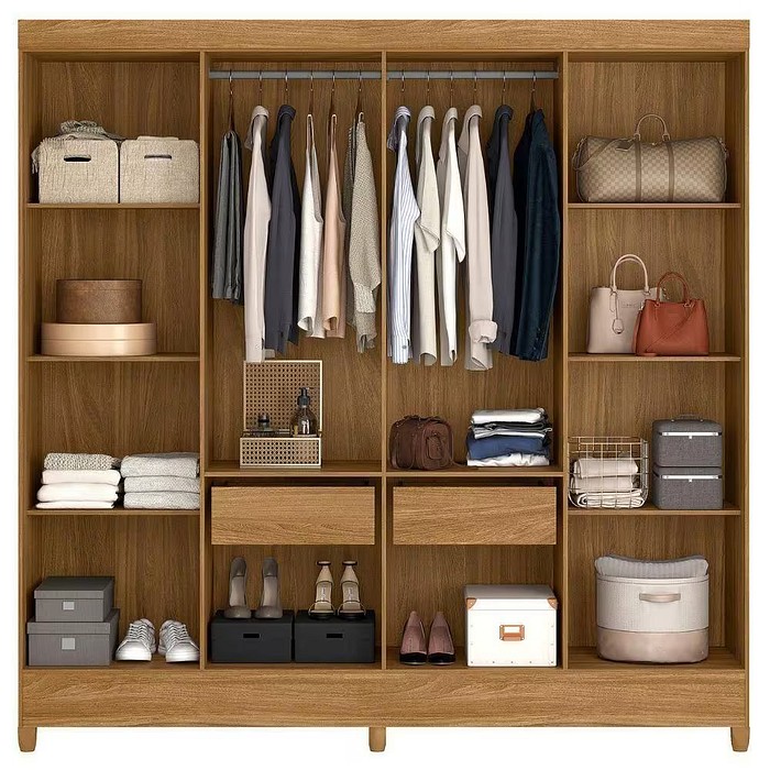 Guarda-Roupa Casal Marajó 8 Portas e 2 Gavetas com Espelho Freijó/Off White - Moval