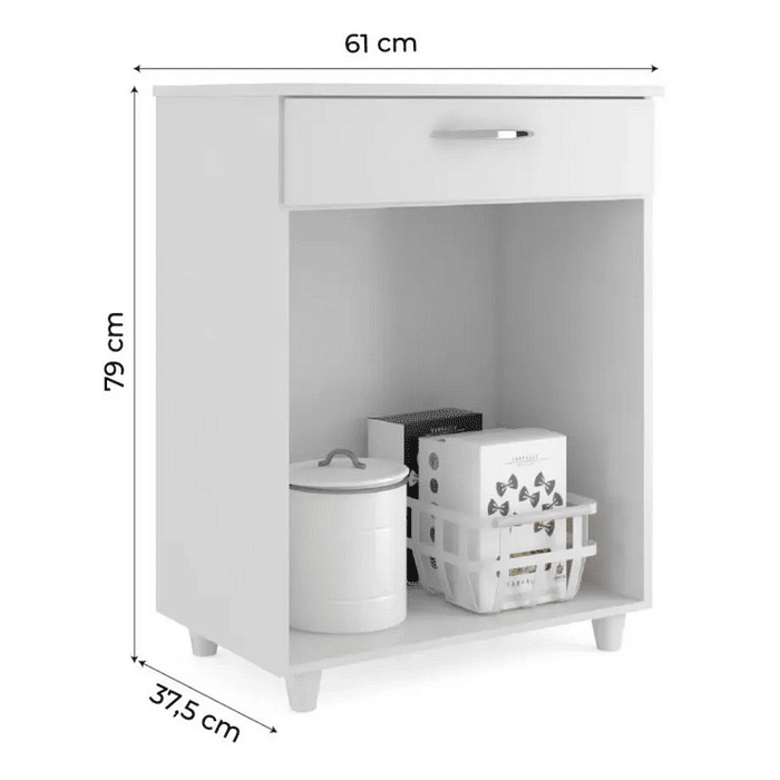 Balcão de Cozinha Multiuso 2 Portas 1 Gaveta Duna Branco Fiorello