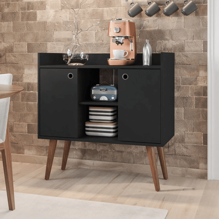 Aparador Cairo com 2 Portas Preto - Fiorello