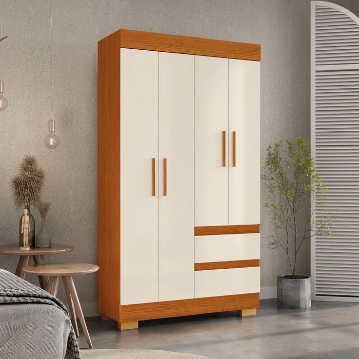 Guarda-Roupa Maya 4 Portas Cinamomo/Off White - Acp Móveis