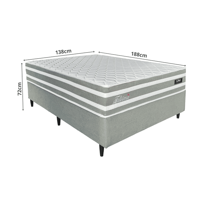 Conjunto Base Box com Colchão Casal Molas Ensacadas Design Talismã 138X188X60 Cinza 