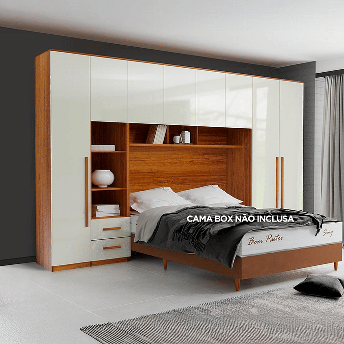 Guarda-Roupa Casal Modulado Tivoli 4 Peças 100% MDF, Natural/Bege - Bom Pastor