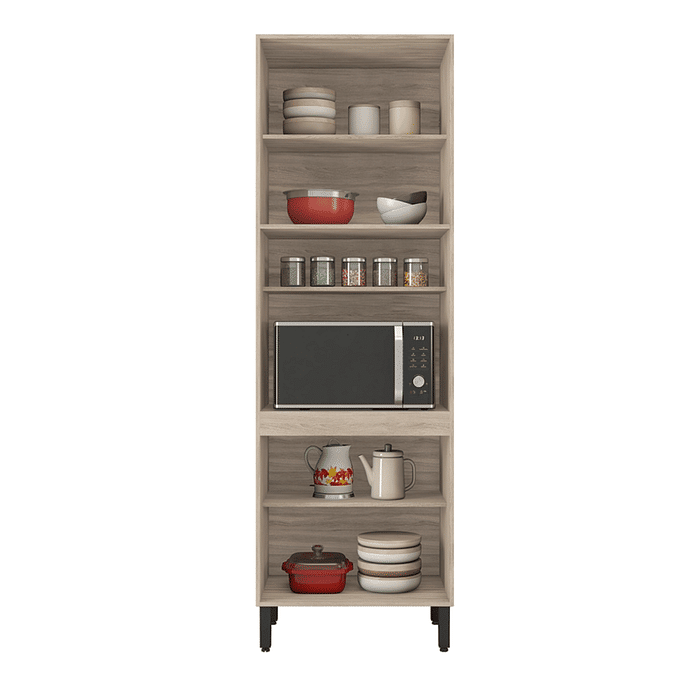 Paneleiro 2 Portas com Vidro - Firenze 70cm - Demobile - Avelã/Grafite