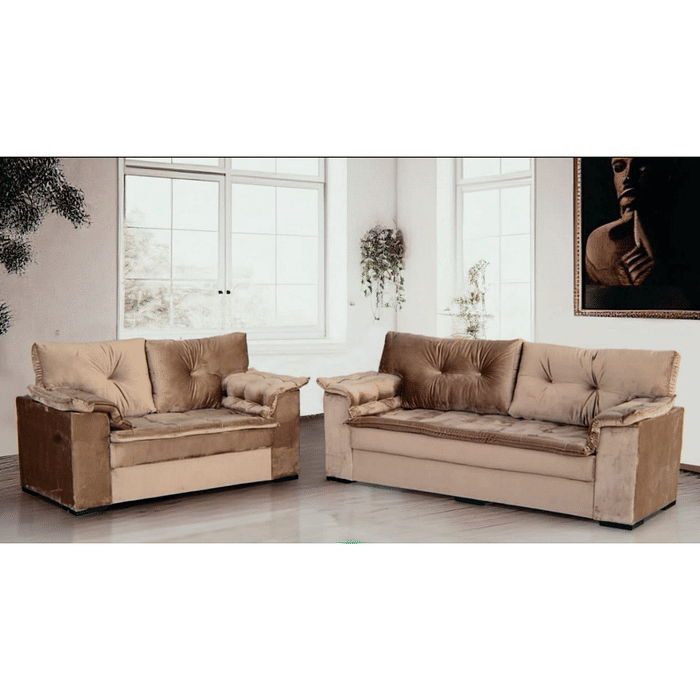 Sofá 3 e 2 Lugares Parma Bege - Malu Estofados