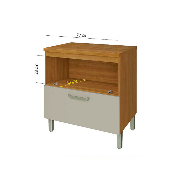 Balcão de Cozinha em MDF Nesher 1 Porta 1 Gaveta Princesa 80cm Freijo / Off White