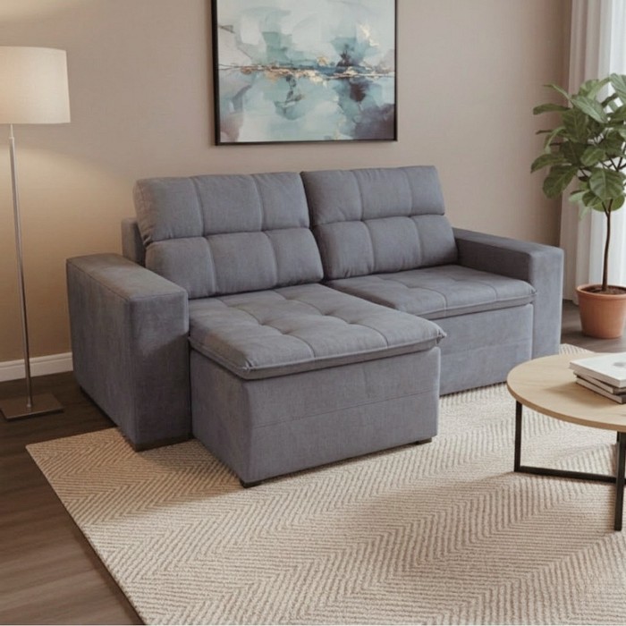 Sofá Retrátil e Reclinável Inovaflex Smart Milenium 3 Lugares Grafite