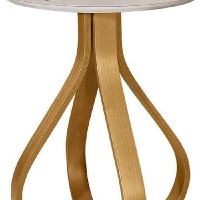 Mesa Lateral JA Móveis Inovare com Tampo de Vidro Nature/Off White