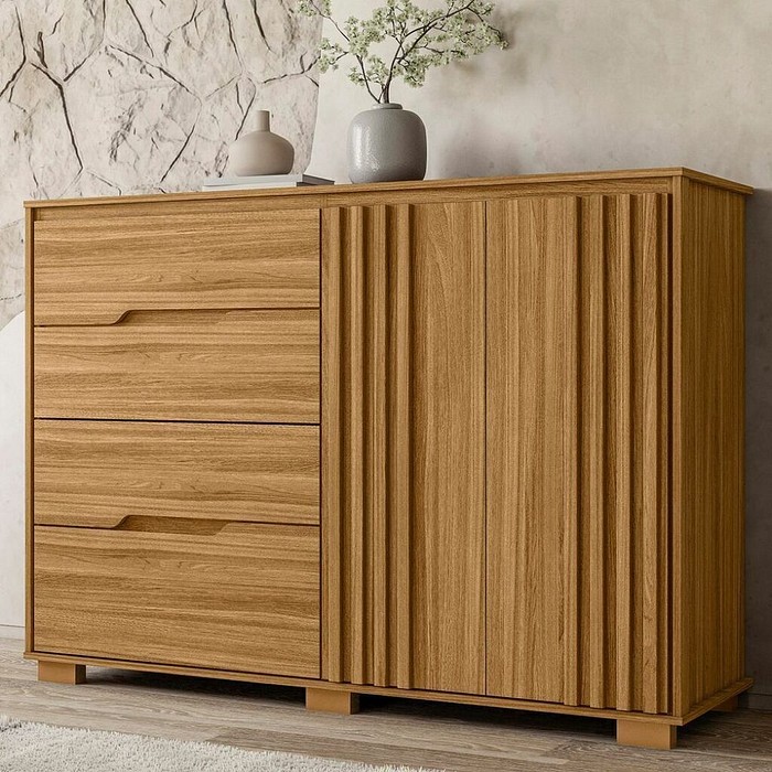 Cômoda com Sapateira Texas 4 Gavetas e 2 portas Freijo - Moval