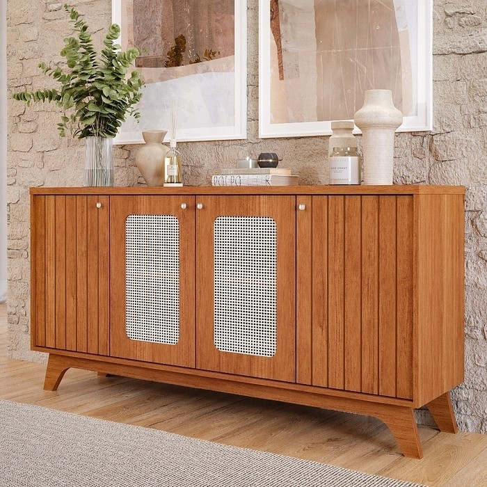 Aparador Buffet Cimol Isa em MDF com 4 Portas em Baixo Relevo - Cinamomo