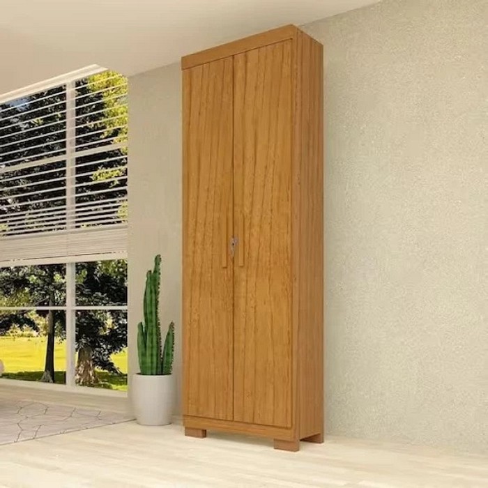 Armário Multiuso 2 Portas 100% MDF com Chave e Pés Iris Cinamomo - ACP Móveis