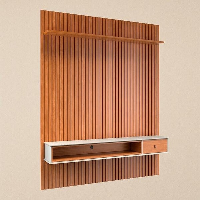 Painel Ripado Home 1.6 para TV até 65 Polegadas Detroit Nature/Off White - Tebarrot