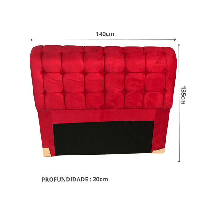 Cabeceira de Cama Box Casal 140cm Estofada Malu Vivace Vermelho