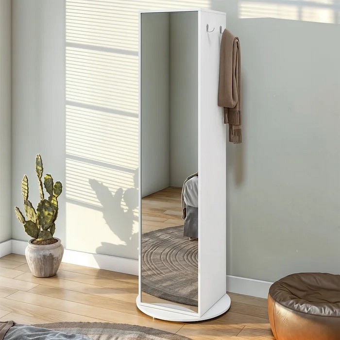 Multiuso Sapateira Esthela com Espelho e Base Giratória – Lopas – Cor Branco