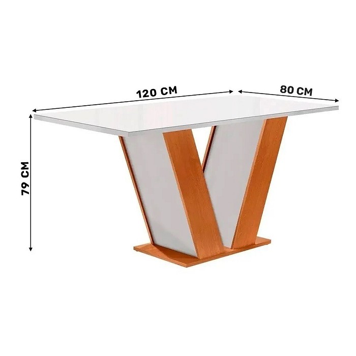 Mesa Qatar com 4 Cadeiras Londres 120x80cm Com Vidro Cinamomo/Off White Tecido 171 - Cel Móveis 