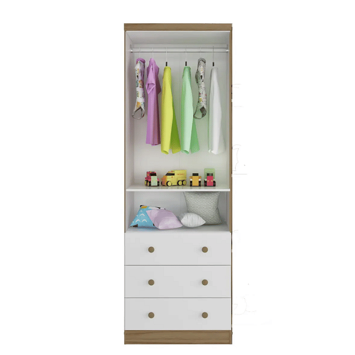 Guarda-Roupa Infantil 2 Portas em MDF Moveis Peroba Luna Branco Brilho/Carvalho